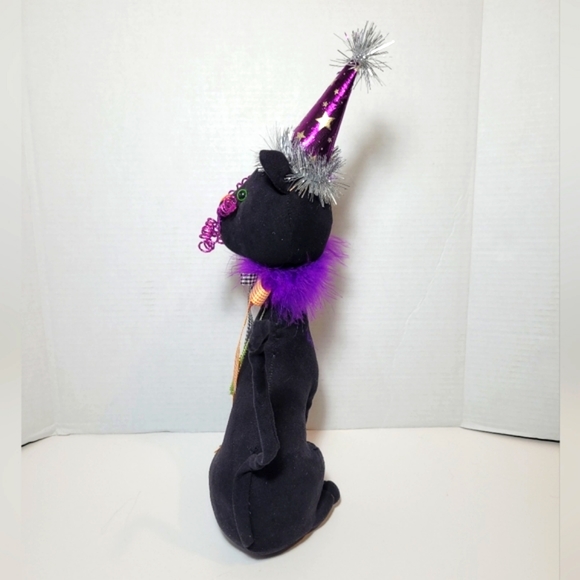 Cute Black Cat Stuffed Halloween Decor Plush Statue